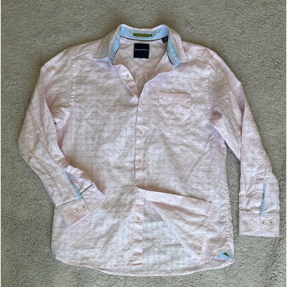 Tommy Bahama Mens Pink Relaxed Linen Long-Sleeve Button-Up Shirt Size Medium - Picture 7 of 13
